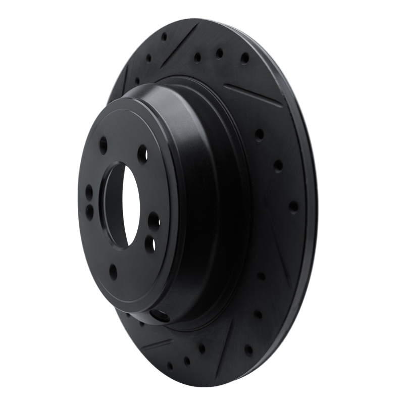 Genesis G80 Brake Rotor (1) - Rear Left - R1 Concepts - Drilled & Slotted - Black - `09-`20